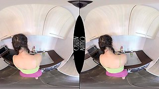 Fucking On The Kitchen Counter And Finishing With A Hardworking handjob - AmateurCouplesVR