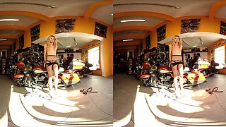 189 - Claudia Mac - Blonde Solo Model Naked On A Bike