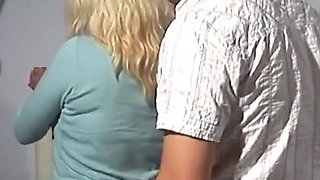 Sexy blonde pussy fucking in dogging position...cum in mouth