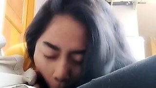 Cum craving Thai cutie milking POV cock with her mouth