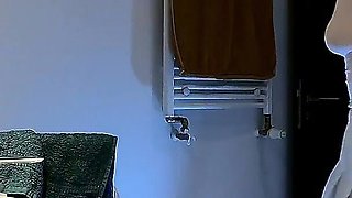 Cute and Hot Sexy Tight Pussy Cheerleader Shows Her Shaved and Wet Pussy Under Her Mini Skirt in the Bathroom