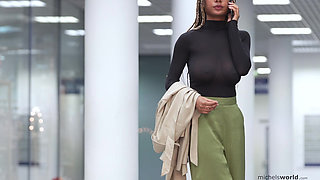 braless and see through outfit in public