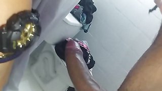 cheating wife sucking in the bathroom of her house and while getting fucked her cuckold arrives home