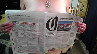 1079 Dawnskye1962 Reading the Paper Nude Plus Masturbating to Orgasm