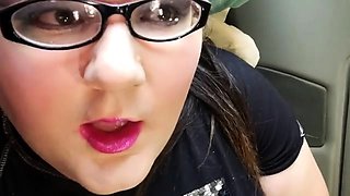Fatty trans girl masturbates in the van