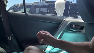 Dickflash Cum on Her Face on Parking Lot After Flashing Blowjob