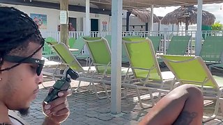 Amateur fuck in front of a crowd with my booty ebony gf