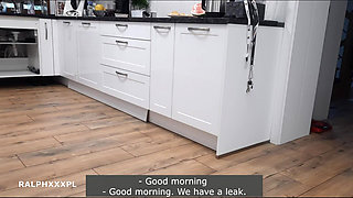 Horny Cheating Wife Fucks the Plumber - Cuckold Husband Creampie Cleanup