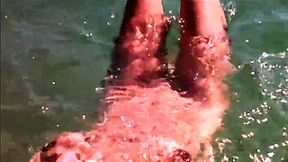 Naked Swimming MILF at the Beach