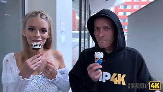 Hunt4k. cool blondie doesn’t mind to have sex with benefits in front of her bf