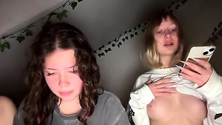 Blonde and Brunette Teen Boobies Show Off