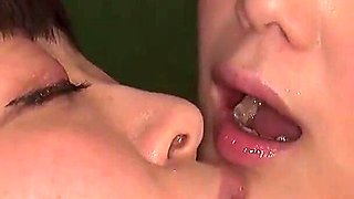 Teacher Yuka Asami Slips Her Tongue Inside Sumire Seto’s Nose in the Classroom. the Saliva Shines...