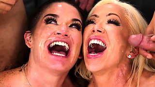Hot brunette with big boobs gives hot blowjob