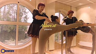 Veri, The Granny Ballet Teacher Is Back With A New Young Lesbian Student To Please Her Hairy Pussy