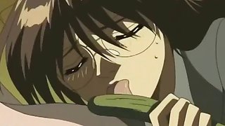 Hentai babe masturbates with cucumber