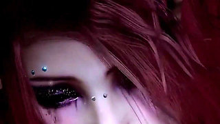 BBC. Halloween Red-haired Succubus Girl Swallows and Greedily Sucks Ricky Johnson's Big Black Cock