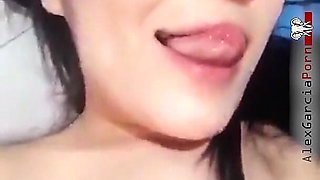 Slim Mexican Woman Masturbating with a Vibrator Alone at Home.