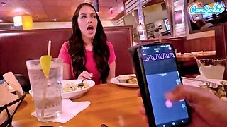 Public Orgasm Show with Alexa Payne and Interactive Toy during Lunch!