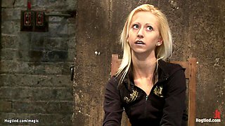 Crotch roped skinny blond whipped
