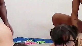 Two Horny White Babes Take Two BBC at Once