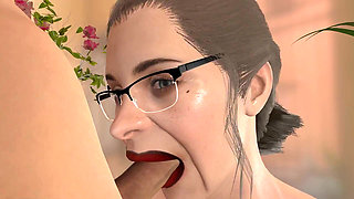 Deep Throating Esmeralda as She Rides Cowgirl in a Threesome