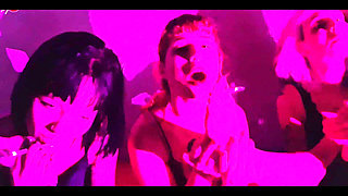 Candy Crush, Queen Kimi, Von Poison and Luna Olvr Smoking with Their Feet, Stripping and Kissing