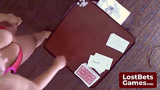 The final strip game loser, left in just her bra