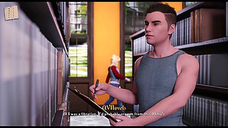 Hot teacher with big boobs in a visual novel game