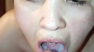 Korean Woman Sucks Great, for This She Gets Cum in Her Mouth and a Kiss After Cum