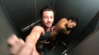 The Elevator Locked with the Two Inside, We Were Almost Caught Fucking in the Elevator!!