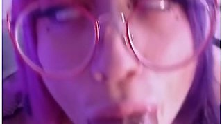 Emo Girl’s Glasses Get Dirty From A Close-Up Blowjob