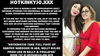 HotKinkyJo takes full foot of Harper Maddoxx in ass with belly bulge and prolapse