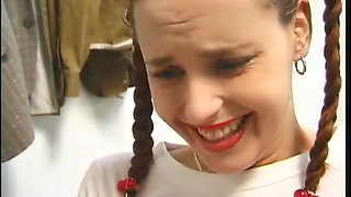 Pigtailed sweetie slammed by her teacher