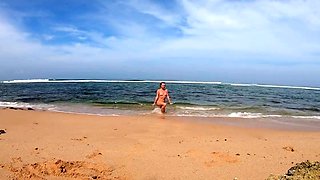 Blonde Babe's Naked Swim in the Ocean