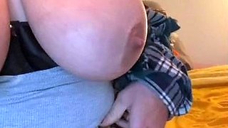 Big Boobed Blonde Masturbates With A Dildo In The Bathroom