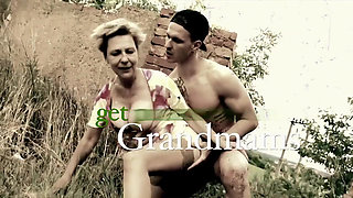 Old and young threesome with skinny granny and teen couple