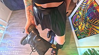 6'7 Tall Gothic Giantess Trample POV: Boots Crush - Socks - Barefoot Face Sit & Toe Suck