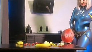 Romantic Sexual BDSM Morning of 2 Lesbian Girls in Latex Rubber