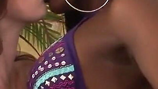 Lesbians Anna and Chanel touch each other outdoors