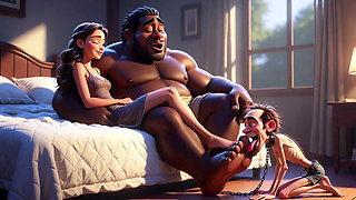 Submissive Man Grovels and Licks His Dominant Wife's Feet