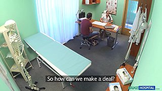 Hot nurse in a tight fitting uniform gets nailed - faux polyclinic