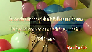 Hot teeny playing with balloons and sperm - Part 1