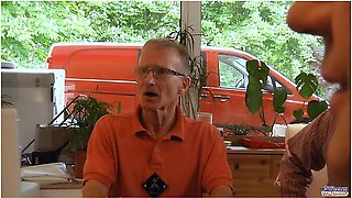 Sexy Teen Waitress Is Gangbanged By A Group Of Grandpas At The Office With Lola Taylor