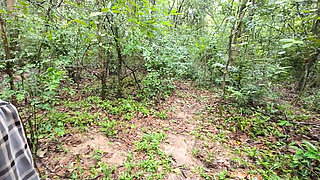 Thai girl walks and brags about picking mushrooms anyway, peeing in the forest Thai Voice