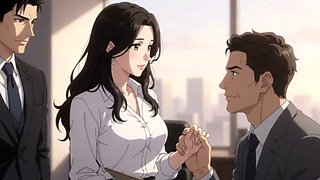 Boss share his secretary with client for deal closing