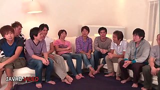 Mihono's Insane Group Blowjob Session with Multiple Guys Ends in Sperm Bath Delight