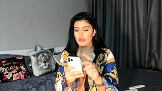 Amateur young brunette enjoys dildo on solo masturbation