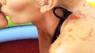 Lesb Pool_scene_2_lesbian MILF Couple in Bikinis Enjoy a Jelly Pool