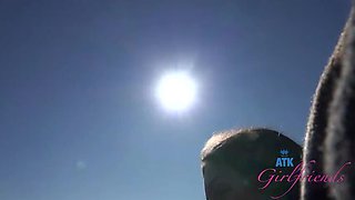 Juniper Ren Car Blowjob POV - Amateur Model Fucked Hard in Public Vacation Fun