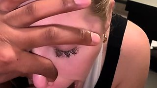 Tan stud gives a POV blowjob to his big cock